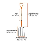 Bieldo para paja, 4 dientes, mango 34', puño 'Y', TRUPER 3