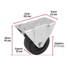 Rodaja hule 3', placa fija con buje, carga 50 kg, FIERO 3