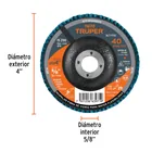 Disco laminado 4', grano 40 centro 5/8', fibra, TRUPER 3