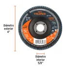 Disco laminado 4', grano 120 centro 5/8', fibra, TRUPER 3
