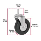 Rodaja hule 4', con espiga roscada, carga 50kg, FIERO 2
