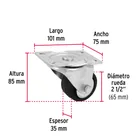 Rodaja hule 2-1/2', placa giratoria c/balero, carga 50kg 3