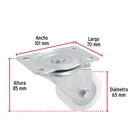 Rodaja de polietileno 2-1/2 placa giratoria con balero FIERO 3