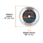 Disco sierra 10' para madera, 80 dientes centro 5/8', TRUPER 3