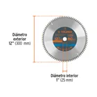 Disco sierra 12' para madera, 80 dientes centro 1', TRUPER 3