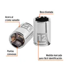 Dado de 12 mm, 6 puntas, cuadro 1/4', TRUPER 2
