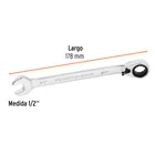 Llave combinada matraca reversible 1/2'x178 mm largo, EXPERT 3