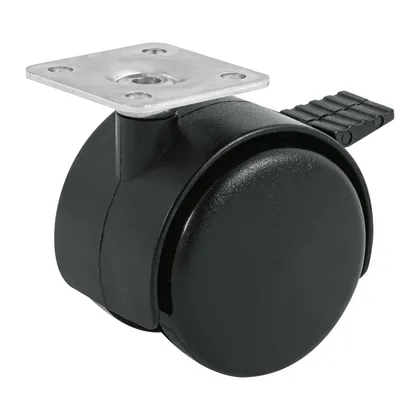 Rodaja tipo yoyo de 50 mm con placa, con freno, FIERO