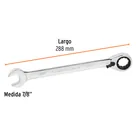 Llave combinada matraca reversible 7/8'x288 mm largo, EXPERT 3