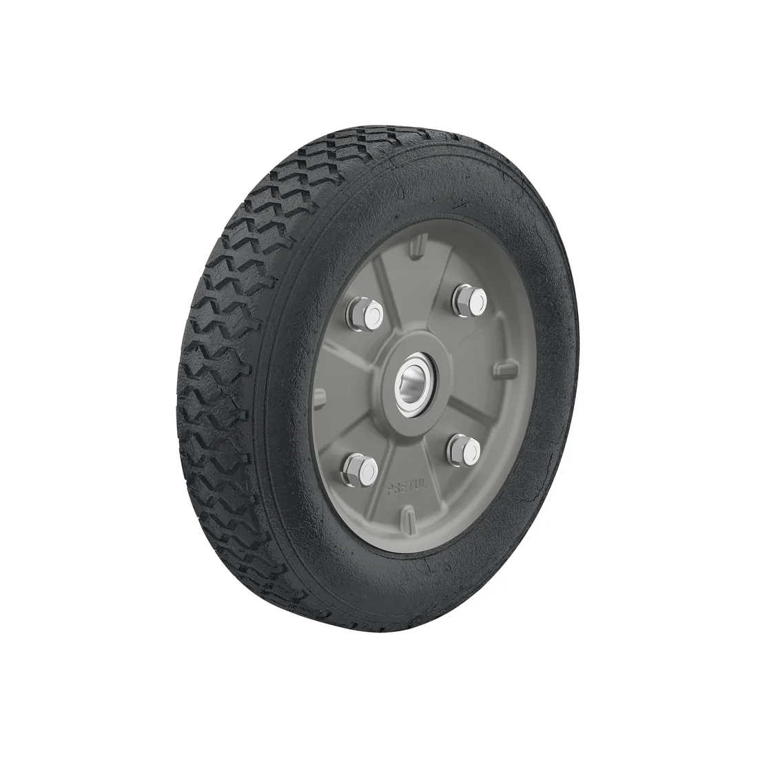 Rueda de hule sólido imponchable 9', doble balero, PRETUL