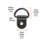 12 anclajes para amarre de carga, anillo en 'D' espesor 1/8' 2