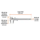 Calibrador vernier analógico 6', acero inox, std y mm,TRUPER 2