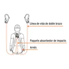 Línea de vida absorbedor impacto, doble brazo, gancho grande 3