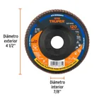 Disco laminado 4-1/2' grano 120 centro 7/8', plástico,TRUPER 3