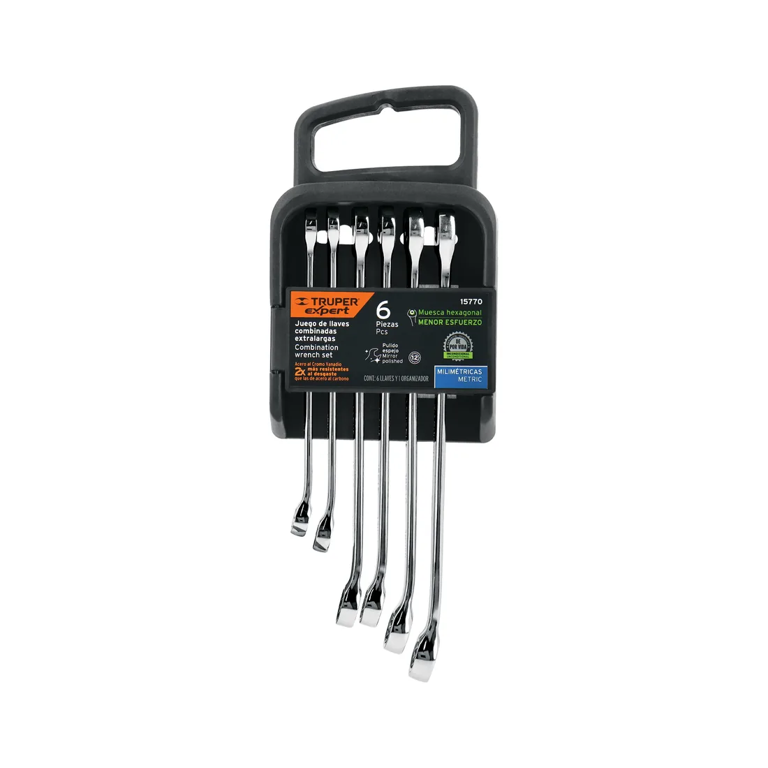Juego de 6 llaves combinadas extralargas pulidas mm, EXPERT