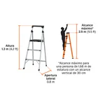 Escalerilla tubular plegable, 3 peldaños, aluminio, TRUPER 5