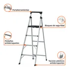 Escalerilla tubular plegable, 4 peldaños, aluminio, TRUPER 3