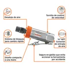 Kit de rectificador neumático recto 1/4' con estuche, TRUPER 7