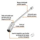 Dado p/bujías cuadro 3/8' articulado 13/16', extensión 10' 2