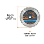 Disco sierra 7- 1/4' para madera, 16 dientes centro 5/8' 3