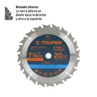 Disco sierra 7- 1/4' para madera, 20 dientes centro 5/8' 2