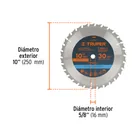 Disco sierra 10' para madera, 30 dientes centro 5/8', TRUPER 3