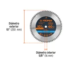 Disco sierra 10' para madera, 60 dientes centro 5/8', TRUPER 3