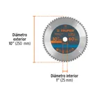 Disco sierra 10' para madera, 60 dientes centro 1', TRUPER 3