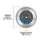 Disco sierra 10' para aluminio, 80 dientes centro 5/8' 2