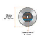 Disco sierra 12' para madera, 60 dientes centro 1', TRUPER 3