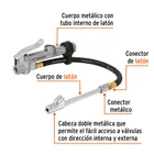 Inflador calibrador de cabeza doble, profesional, TRUPER 2
