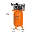 Compresor lubricado, de banda, 120L, 4HP, vert, 220V, TRUPER 2