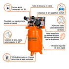 Compresor lubricado, de banda, 120L, 4HP, vert, 220V, TRUPER 4