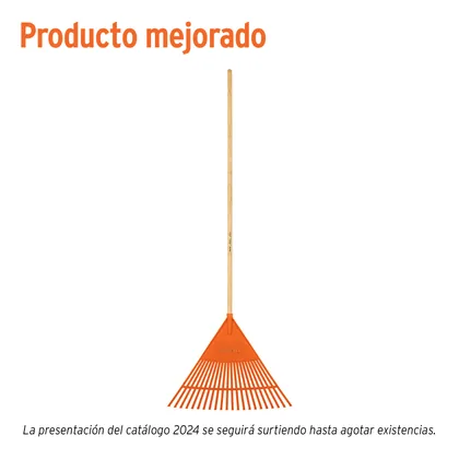 Escoba plástica para jardín, flexible, 22 dientes, mango 48'