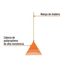 Escoba plástica para jardín, rígida, 26 dientes, mango 48' 3