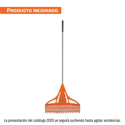 Escoba plástica para jardín, 39 dientes, mango de acero 60'