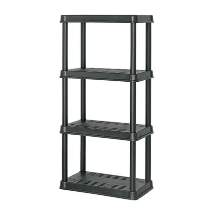 Estante plástico 4 repisas capacidad 45kg, 61x38x125, PRETUL