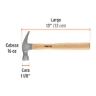 Martillo semipulido, 16 oz, uña recta, PRETUL 3
