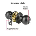 Cerradura esfera tubular, recámara, negro, HERMEX BASIC 2