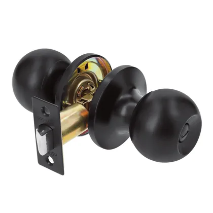 Cerradura esfera tubular, baño, negro, HERMEX BASIC