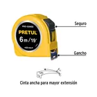 Flexómetro amarillo 6 m cinta 25 mm, en tarjeta, PRETUL 2