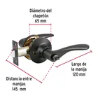 Cerradura manija 'Milán' p/baño, negro, cil latón, BASIC 3