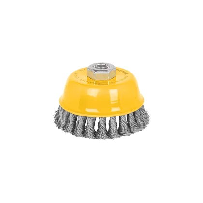 Carda copa 4' alambre trenzado grueso, eje 5/8'-11, PRETUL