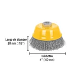 Carda copa 4' alambre ondulado fino, eje 5/8'-11, PRETUL 3