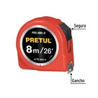 Flexómetro rojo 8 m cinta 25 mm, en tarjeta, PRETUL 2