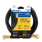 Manguera para gas, PVC negra, 3/8' flare, 1.5 m, FOSET 5