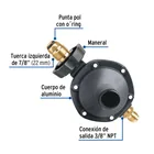 Regulador de gas LP, 1 vía, con maneral, baja presión 2