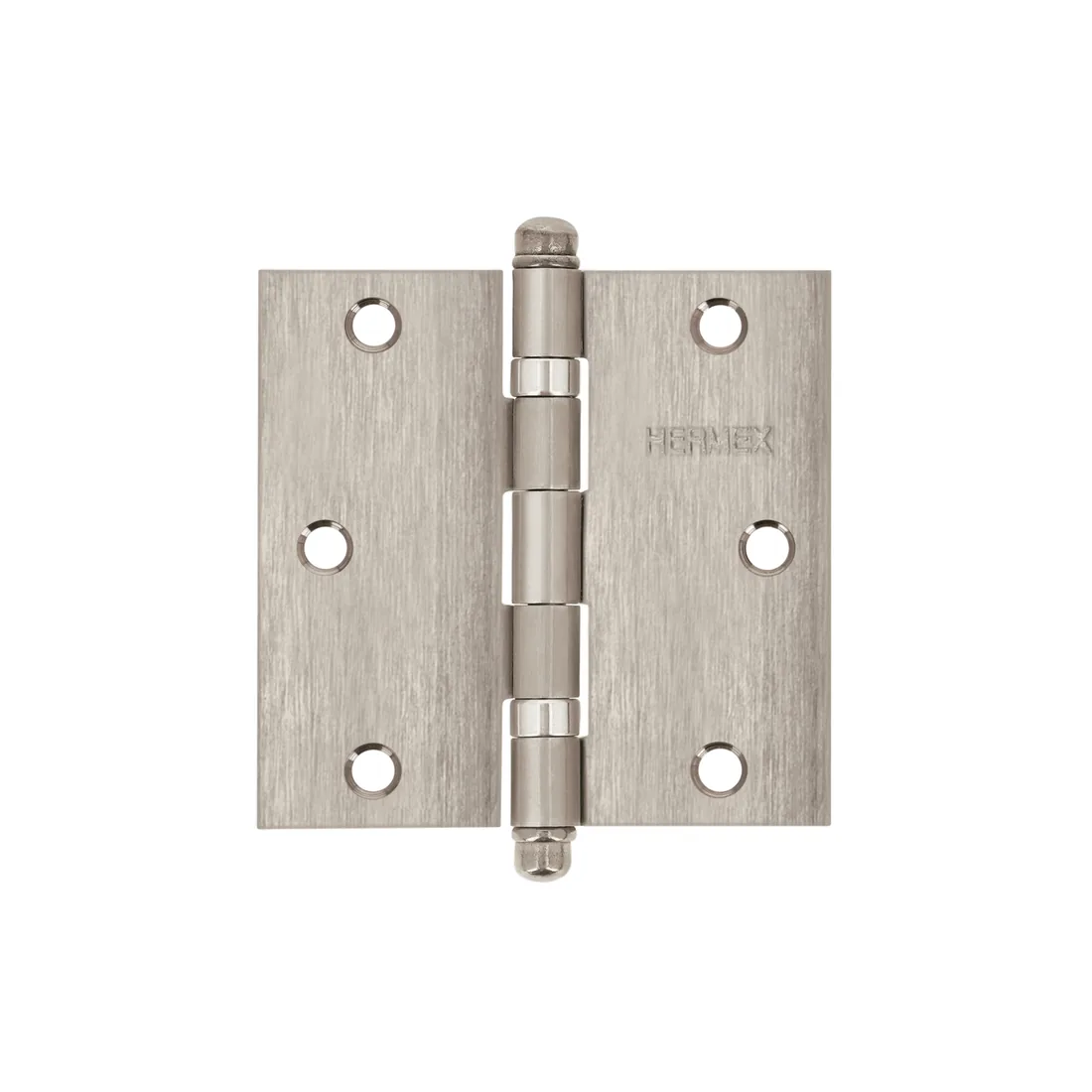 Bisagra cuadrada 3-1/2', acero inox, cabeza redonda, HERMEX