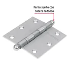 Bisagra cuadrada 3-1/2', acero inox, cabeza redonda, HERMEX 2