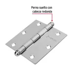 Bisagra cuadrada 3-1/2', acero satinado, cabeza redonda 2